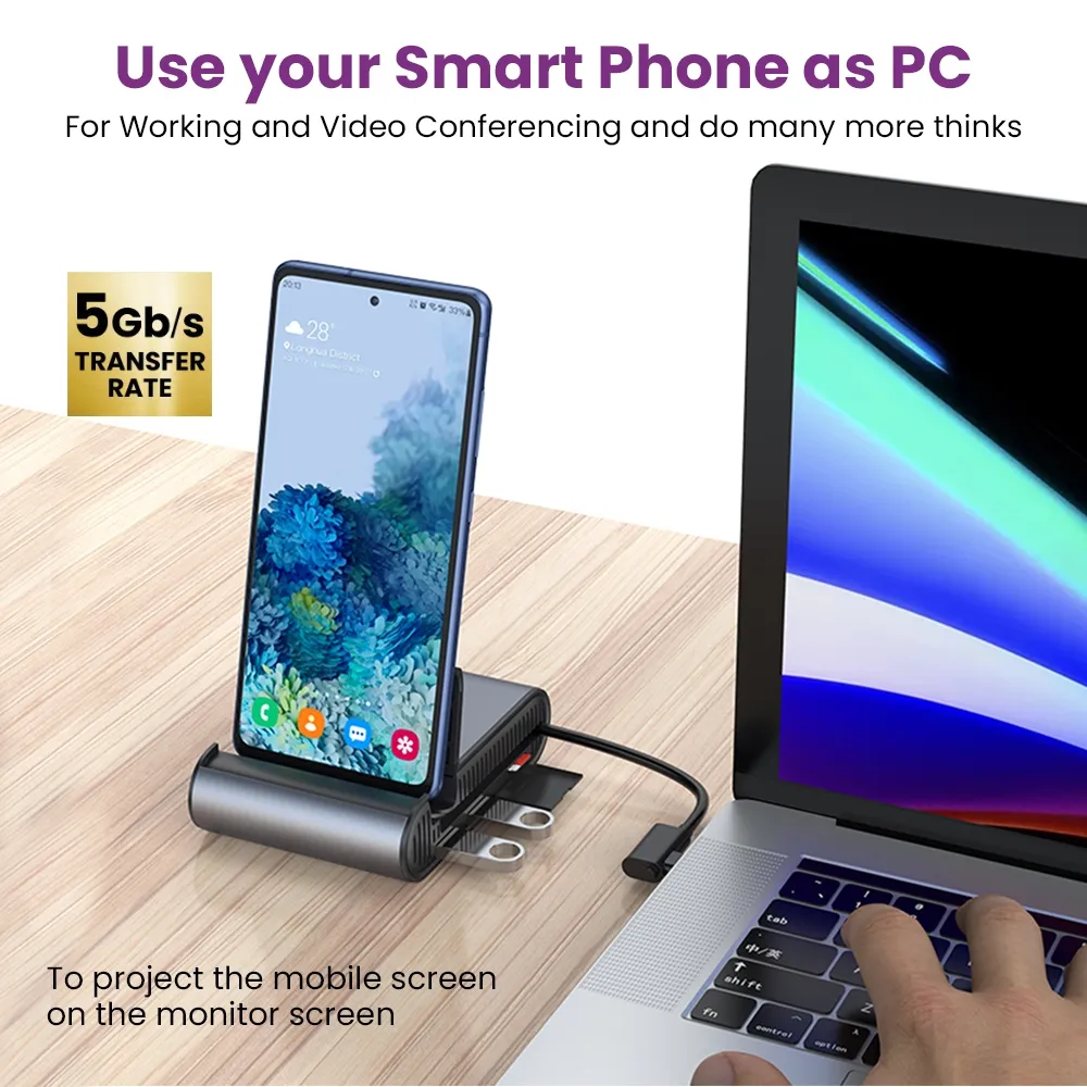 EVM Mobile Desktop Expansion With Hub (Type-C | 4k HDMI | USB | Micro SD) (EMH01) view 6